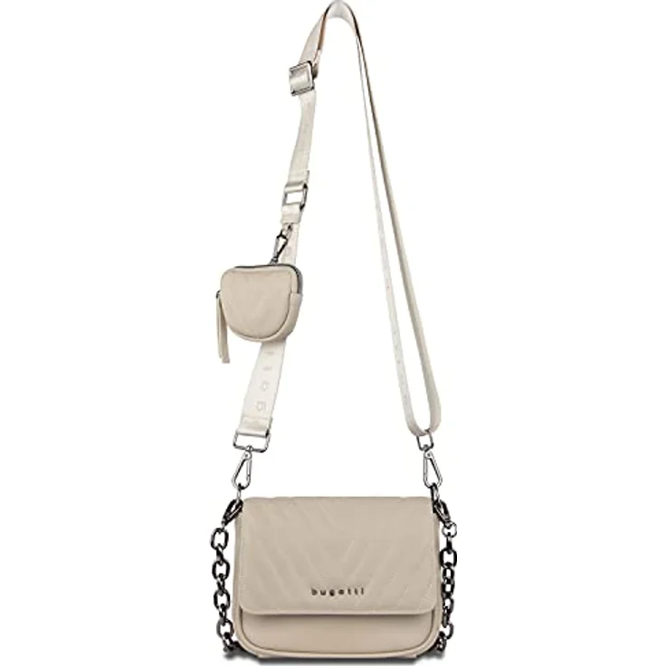 Bugatti Sira Crossover Bag, stylishe Umhängetasche aus Kunstleder mit trendiger Steppung, nude – Bild 2