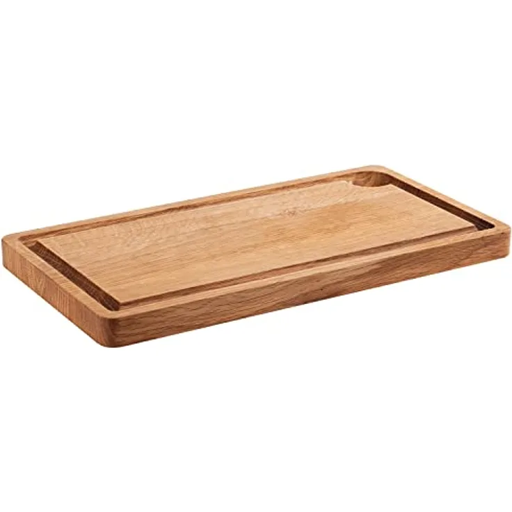 APS 754 Servierbrett SIMPLY WOOD aus geöltem Eichenholz, GN 1/3, mit Vertiefung (Ø 4 cm) und Saftrinne, 32,5 x 17,6 x 2 cm