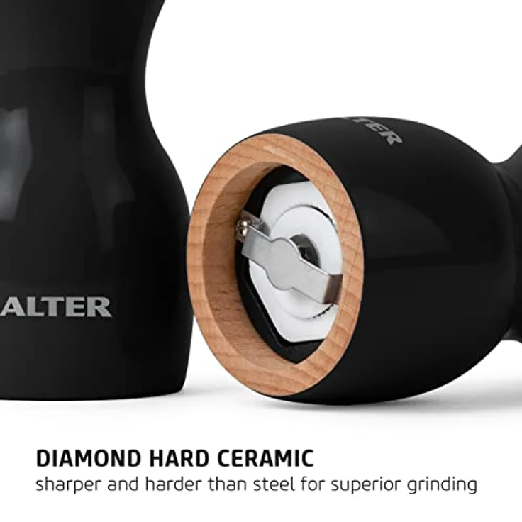 Salter 7613 BKXRA Gloss Salt and Pepper Mills Black, Pfeffermühle + Salzmühle, Schwarz – Bild 3