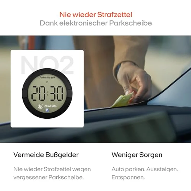 OOONO P-DISC NO2, Elektronische Parkscheibe mit automatischer Zeiteinstellung, zugelassen vom KBA, 2 Jahre Batterielaufzeit, elektrisch – Bild 3