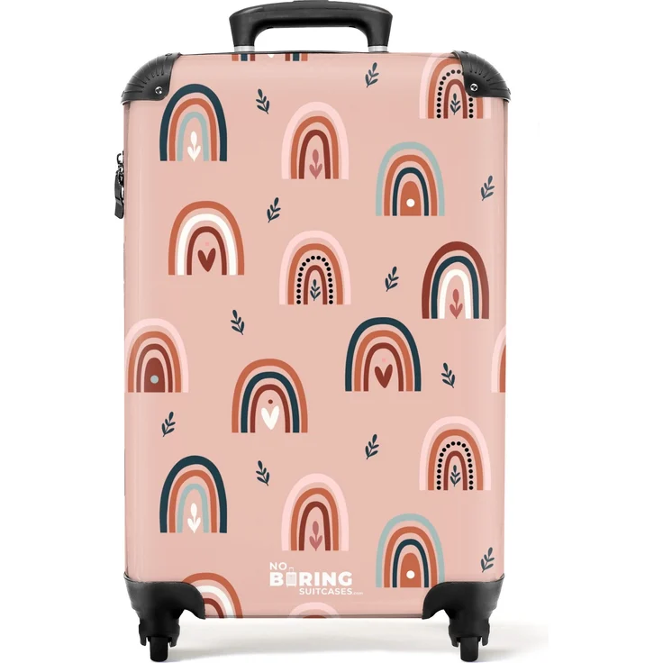 NoBoringSuitcases.com© Kinderkoffer Abstraktes Regenbogenmuster mit Herzen 55x35x20cm, 4 Rollen, Handgepäck Flugzeug, bunt – Bild 1