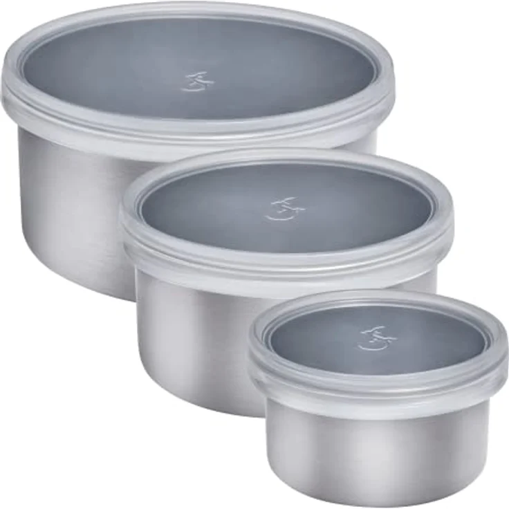LURCH Lunchboxen-Set EDS, silber, 3-teilig, Edelstahl, stapelbar, spülmaschinengeeignet, 100/200/400 ml – Bild 1