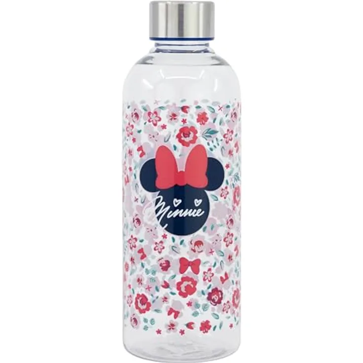 Stor Trinkflasche Disney Minnie Mouse, 850 ml Wasserflasche im Vintage-Design mit Schraubverschluss und Tragegriff