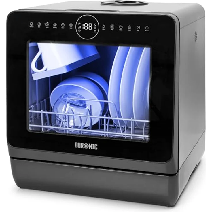 Duronic DW5 BK Tischgeschirrspüler, Mini Geschirrspüler für 3 Gedecke mit 6 Programmen und 5 l Wassertank, ideal für Wohnmobil, Küche, Camping oder Büro – Bild 1
