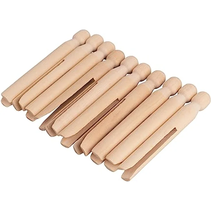 Rayher Rundkopf-Wäscheklammern Holz, FSC zertifiziert, 11 cm lang, Beutel 10 Stück, Sturmklammern, Rundkopfklammern zum Stecken, Holz-Wäscheklammern, 64592505