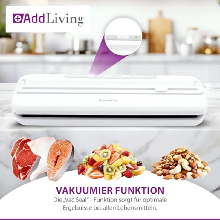 Addliving V200 Vakuumierer, 2-in-1 Folienschweißgerät mit Soft-Funktion und integriertem Trimmer, inkl. 5 Vakuumbeuteln – Bild 5