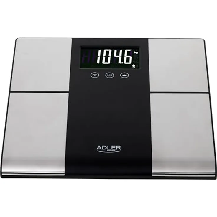 ADLER AD 8165 Personenwaage mit verschiedenen Analysefunktionen, bis 225 Kilo 225 kg, elektronische Waage mit Datenspeicher für 10 Personen