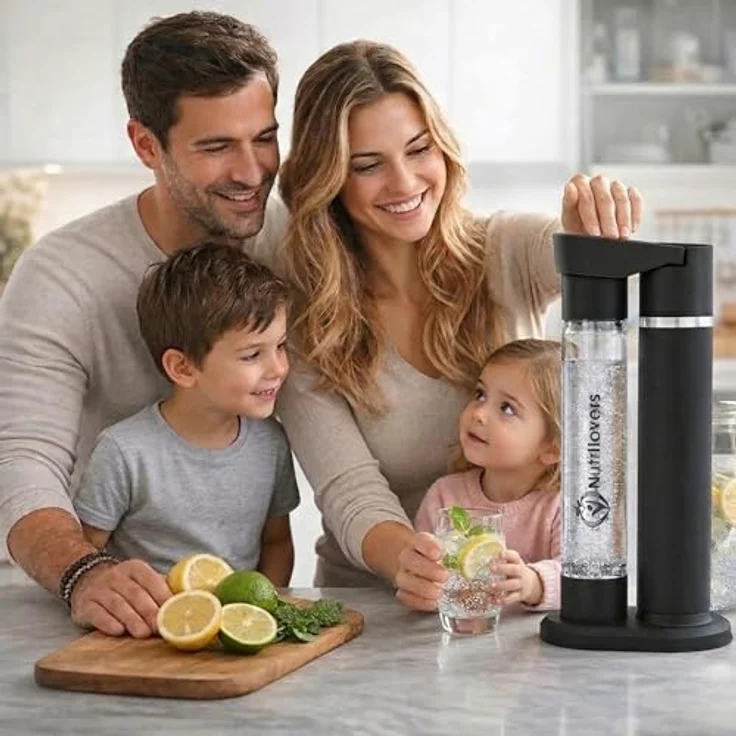 Nutrilovers NUTRI-STREAM Wassersprudler, Edelstahl Schwarz, patentiertes Air-Charge-System, BPA-freie 1L Flasche, individuell einstellbare Sprudelstärke – Bild 9