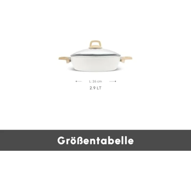 Karaca Swiss Crystal Flacher Kochtopf 26 cm, Creamy - Antihaft-Oberfläche, PFAS-frei, leicht zu reinigen – Bild 2