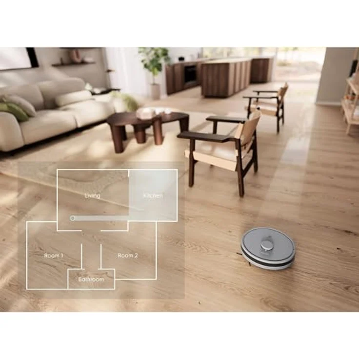 Electrolux Lidar Staubsaugerroboter, präzise, Starke Saugleistung 4000 Pa, intelligente Navigation, 140 Minuten Akkulaufzeit, 2-in-1 Saugen und Reinigung, Steuerung per App, ER71HW1UG, Urban Grey – Bild 4