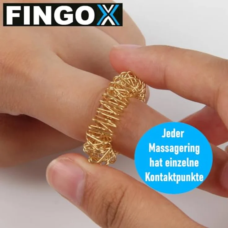 MAVURA Massageroller FINGOX Akupressur Ringe Finger Massage Akupunktur Handmassage, 6-tlg., Gold & Silber – Bild 4