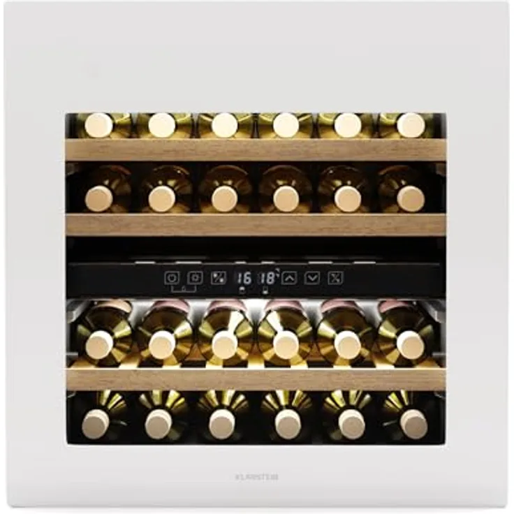 Klarstein Rhone 36 Duo Weinkühlschrank, 36 Flaschen, 2 Zonen, 5-22°C, LED-Steuerung, UV-Schutz, leiser Betrieb, Schwarz