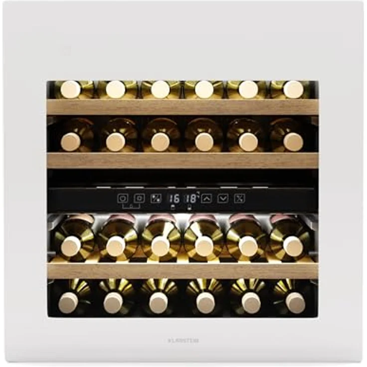 Klarstein Rhone 36 Duo Weinkühlschrank, 36 Flaschen, 2 Zonen, 5-22°C, LED-Steuerung, UV-Schutz, leiser Betrieb, Schwarz – Bild 1