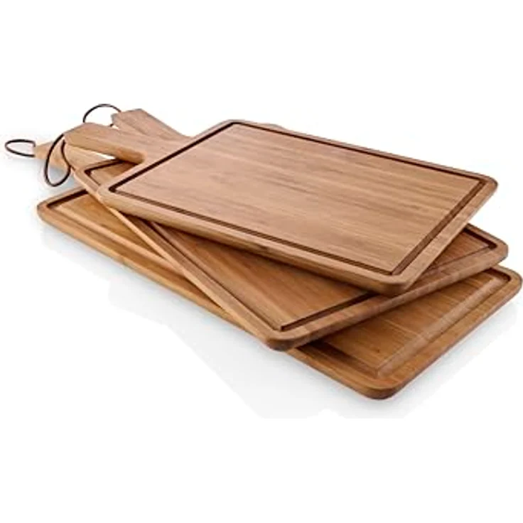 Eva Solo Nordic Kitchen Schneidebrett 32 x 24 cm, FSC-zertifiziertes Bambus mit Saftrillen zur Vermeidung von Flüssigkeitsauslaufen, natur-dunkel – Bild 5