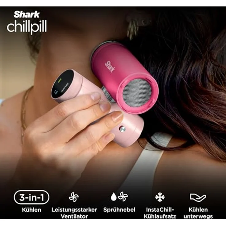 Shark ChillPill 3-in-1 Ventilator mit HydroGo Sprühnebel, InstaChill Kühlplatte & 7,5 m/s Luftstrom – Tragbar für Indoor & Outdoor – Pink – Bild 2