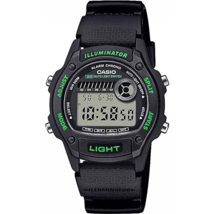 Casio W-220H-1A3VEF, Quarzuhr Alarm-Chrono für Damen und Jugendliche, digital, schwarz mit anthrazit Zifferblatt, Funktionen: Alarm, Beleuchtung, Stoppuhr, Countdown