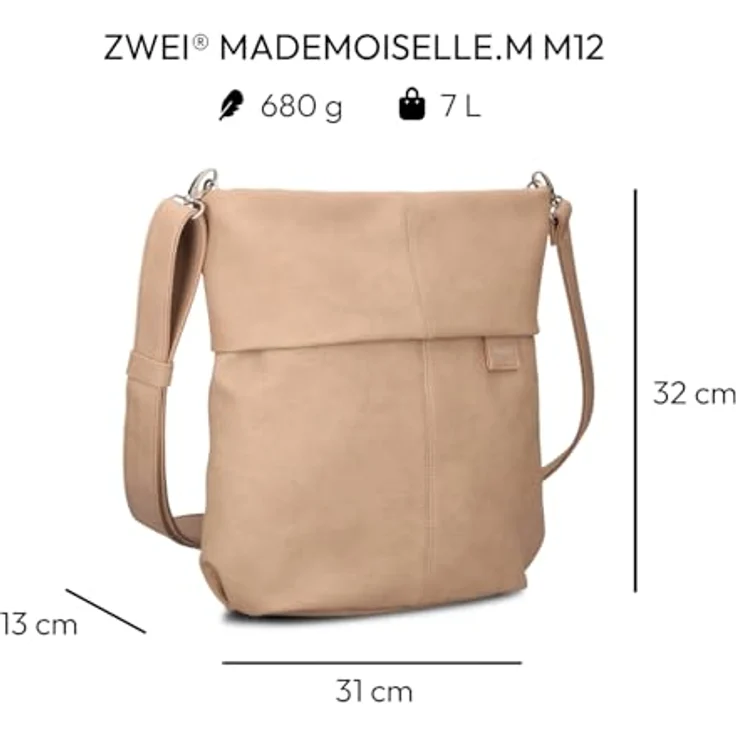 Zwei Mademoiselle.M Schultertasche 31 cm, elegante Handtasche in zeitlosem Design – Bild 2