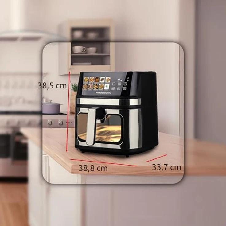 Melchioni GAIA PLUS Heißluftfritteuse, 2200 W, Doppelheizung, 8 Liter Volumen, Metallauskleidung, LED-Display, 10 Programme – Bild 6