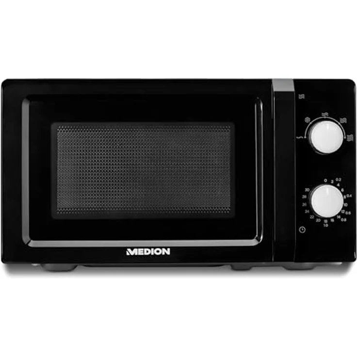 MEDION Mikrowelle (20 Liter, 700 Watt, klein kompakt und platzsparend, 5 Mikrowellenstufen, Auftaufunktion, Timerfunktion, MD11475) schwarz – Bild 1
