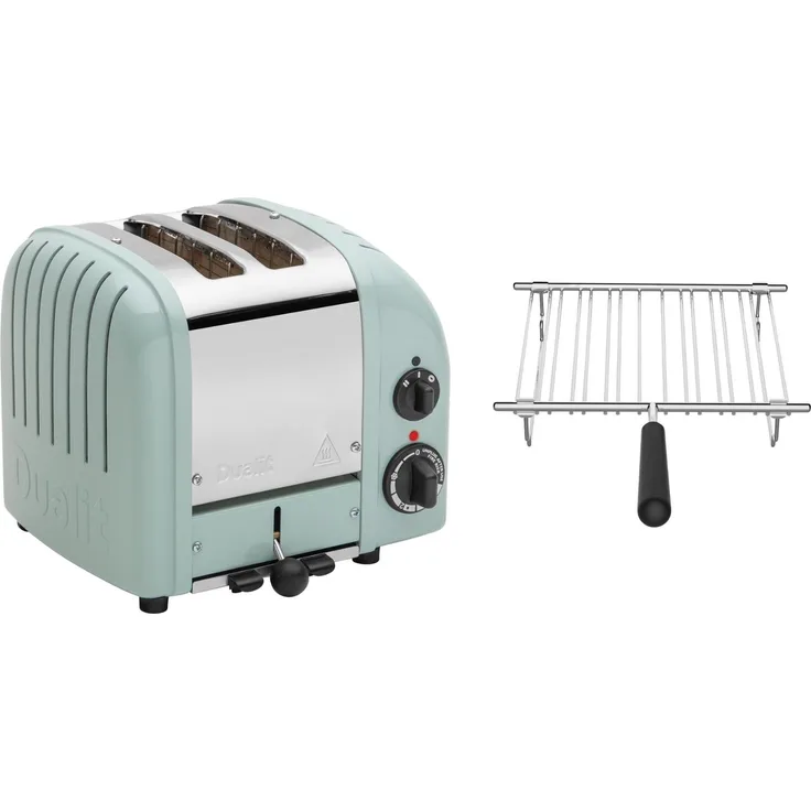 Dualit Classic Toaster Paket 1, 2er Toaster mit Brötchenaufsatz, Eukalyptus, patentierte ProHeat Heizelemente, stufenloser Timer