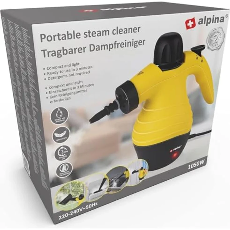 alpina Dampfreiniger - Handdampfreiniger - Kompakt & tragbar - tötet Bakterien - mit 10 Zubehörteilen - 1050 Watt – Bild 5