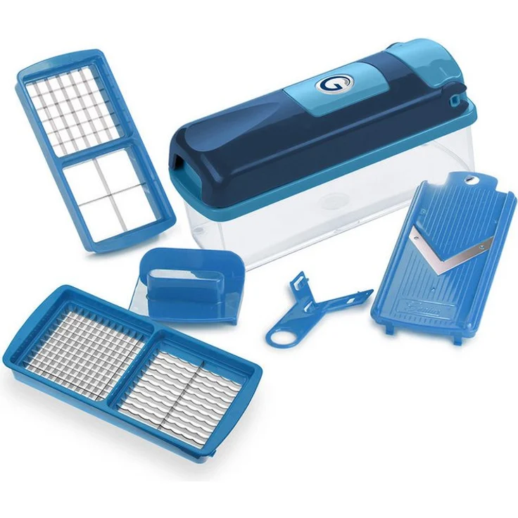 Genius Nicer Dicer smart Set 6-tlg. blau, Gemüseschneider mit Selbstreinigungsfunktion und spülmaschinengeeignet