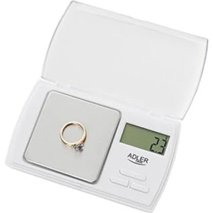 Adler Küchenwaage AD 3161, Weiß, 500 g, Automatische Ausschaltung, Tara-Funktion, Präzision 0,1 g/0,005 oz, 2 Batterien – Bild 2