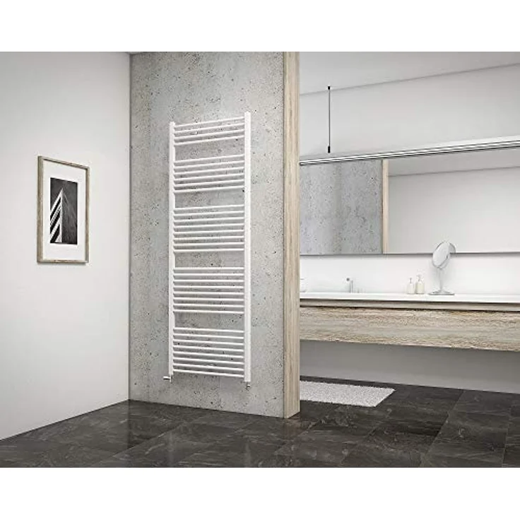 Schulte Bad-Heizkörper Turbo, 170 x 60 cm, 906 Watt Leistung, Anschluss beidseitig unten, alpin-weiß, Handtuchhalter-Funktion – Bild 2