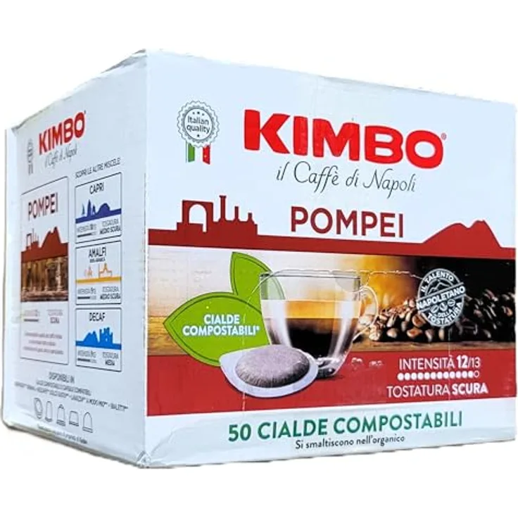 Kimbo POMPEI 44mm ESE Pads, 50 Stück à 7,3g, kräftiger italienischer Kaffee mit Noten von geröstetem Brot und Schokolade