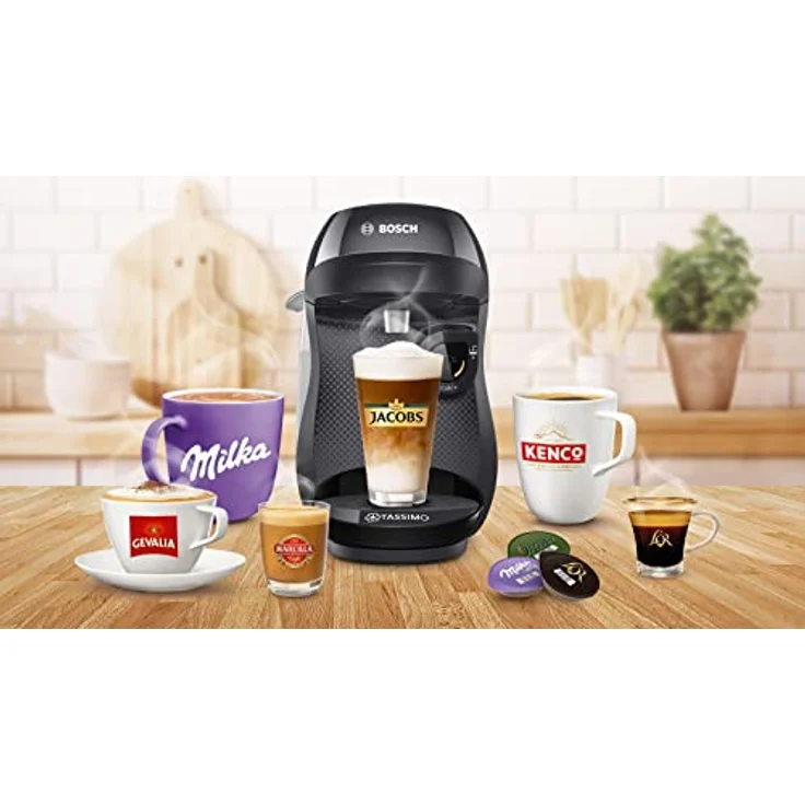 Bosch Tassimo Happy Kapselmaschine TAS1002N Kaffeemaschine by Bosch, über 70 Getränke, vollautomatisch, geeignet für alle Tassen, platzsparend, 1400 W, schwarz/anthrazit – Bild 5