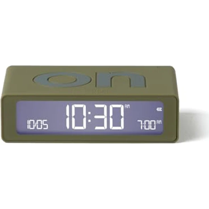 LEXON Flip Mini Reisewecker, digitaler LED-Wecker mit einstellbarer Helligkeit, On/Off-Funktion, wiederaufladbar und berührungsempfindlich - Khaki – Bild 1