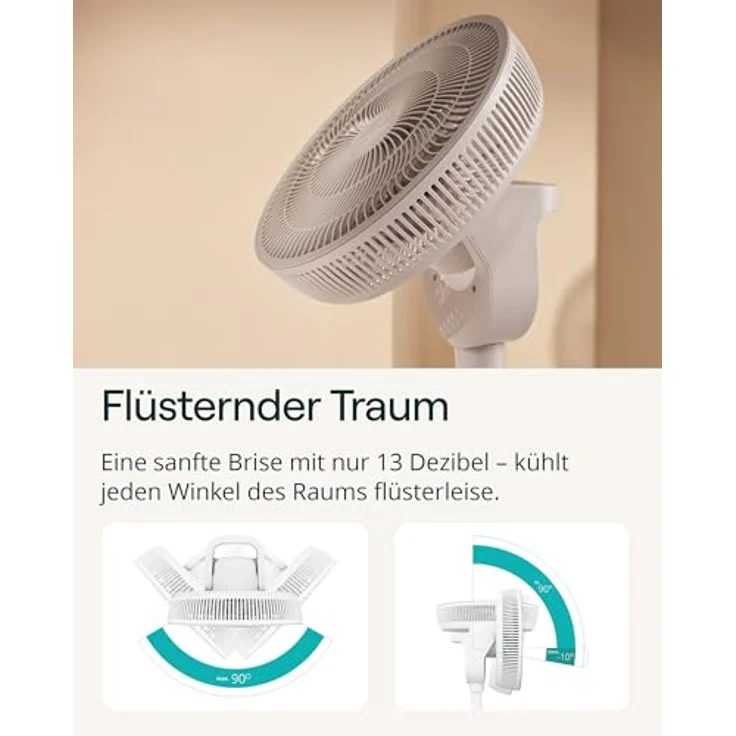 Duux Whisper 3 Standventilator, energiesparend mit 26 Geschwindigkeiten, Timer & Nachtmodus, höhenverstellbar (73–95 cm), horizontale & vertikale Oszillation, weiß – Bild 4