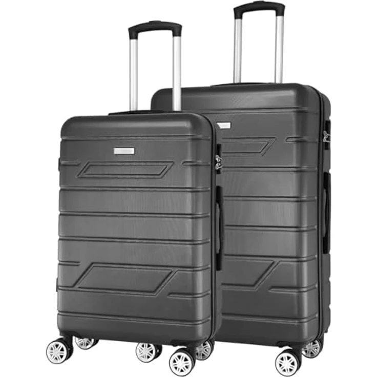 Nowi Bergamo 4 Rollen Kofferset 2-teilig, Grau, 96 l, XL - Robustes ABS-Material, durchdachte Innenausstattung, bequemer Teleskopgriff – Bild 1