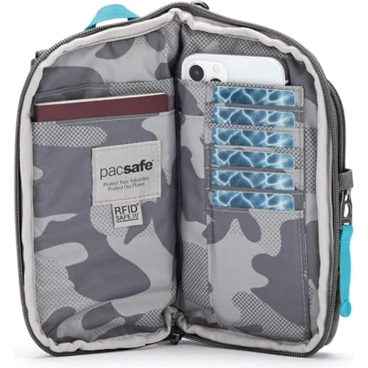 Pacsafe GO, anti-theft Tech Mini Bag Umhängetasche, RFID, 12 cm, grau, 100% Polyester – Bild 6