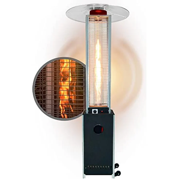 APANA Gasheizer 12,5 kW Bellamente Cristal praktischer Gasheizstrahler für Terrasse Garten Balkon mit Umkippsicherung & Abschaltautomatik in schwarz – Bild 2