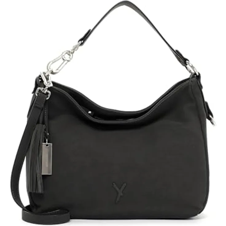 SURI FREY SFY Romy Beutel, Umhängetasche in Grau mit Lasercut-Optik, längenverstellbarem Umhängeriemen und Reißverschlussfächern