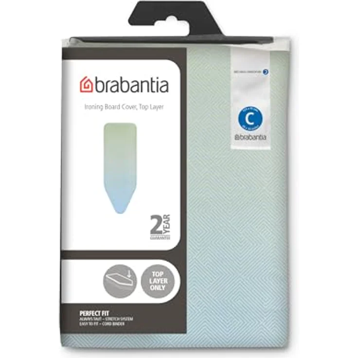 Brabantia Bügelbrettbezug C 124 x 45 cm – Soothing Sea, 100% Baumwolle mit 2 mm Schaumstoffpolsterung, waschbar und für Dampfbügeleisen geeignet – Bild 2