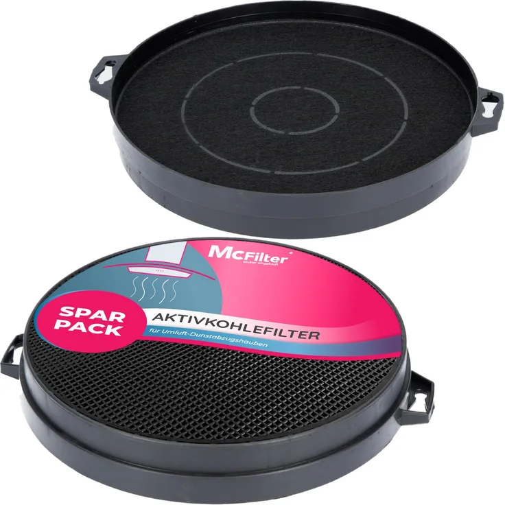McFilter Aktivkohlefilter 2er Set, passend für Constructa 00353121, Bosch/Neff DHZ5140, Bauknecht 481281718524, AEG 902979371/9, Geruchsfilter für Dunstabzugshaube