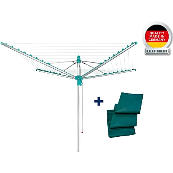 Leifheit Wäscheschirm Linomatic 500 Easy inkl. Schutzhuelle, Leineneinzug für saubere Wäsche, Wäschespinne mit Easy-Lift-System und Bodenhülse, 50m Leinenlänge für 5 Wäscheladungen  – Bild 2