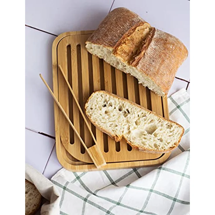 Pebbly nba055 Set Brotschneidebrett und Toastzange, Bambus beige 26 x 20 x 2 cm 2 Einheit (S) – Bild 3