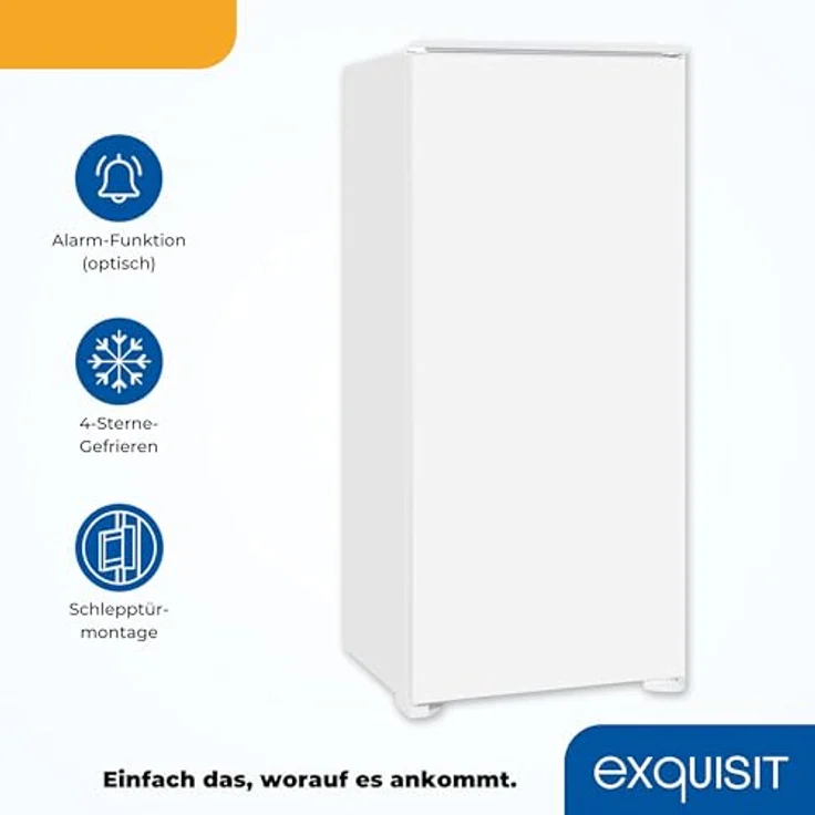Exquisit Einbau-Kühlschrank EKS201-4-E-040E, 181 L, 4*-Gefrieren, Alarm, Weiß – Bild 3