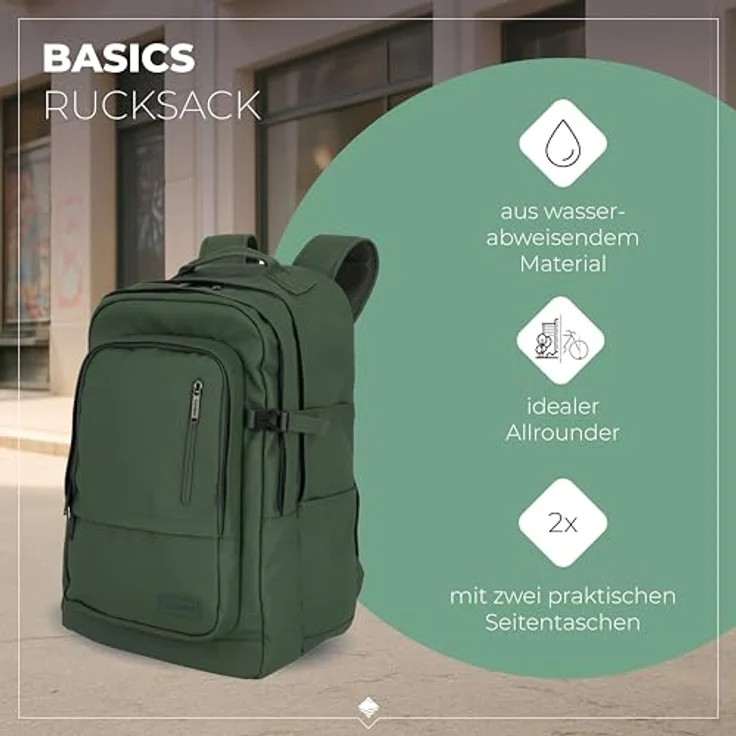 travelite Freizeitrucksack BASICS, Rucksack Plane mit 15,6 Zoll Laptopfach, wasserabweisend, Organizer-Funktion – Bild 2