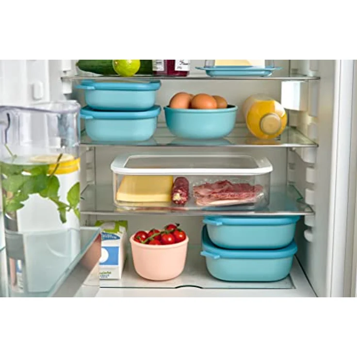 Mepal - Cirqula Multischüssel Set 3–teilig rechteckig Nordic sage – 500, 1000, 2000 ml – Verwendbar als Vorratdose, Kühlschrankdose, Gefrierdose, Mikrowellegeschirr & Servierschale mit Deckel – Bild 5