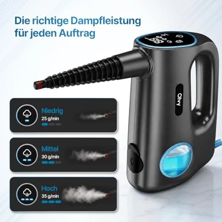 Olvy Multifunktionaler Dampfreiniger, 1200 Watt für chemiefreie Tiefenreinigung mit 400 ml Wassertank und 10 spezialisierten Aufsätzen – Bild 3