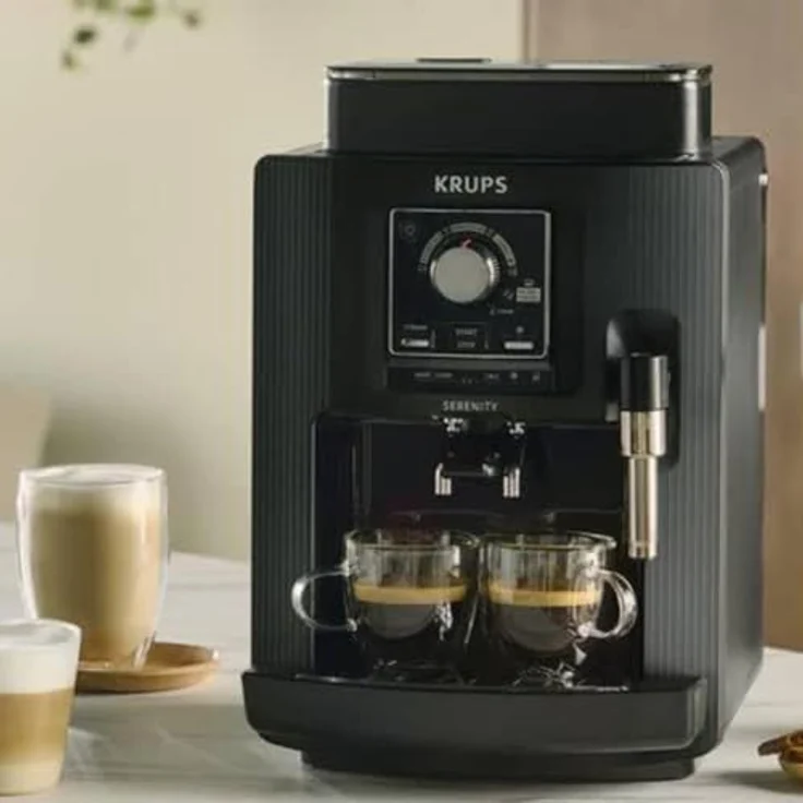 Krups EA4008, Espressomaschine mit 2 l Wassertank, Eingebautem Mahlwerk und Manuellem Milchaufschäumer, 1450 W, Schwarz – Bild 3