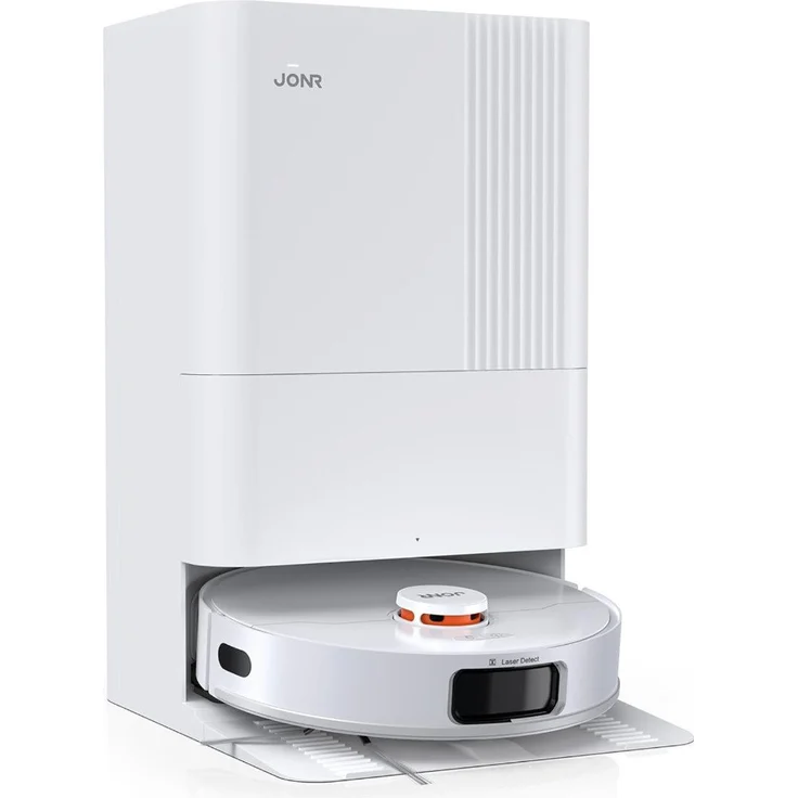 JONR Saugroboter T5 Pro, beutellos mit 8000 Pa Saugkraft und ausziehbarem Wischmopp, weiß