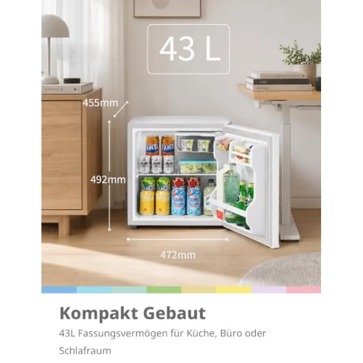 Comfee 43L Mini Kühlschrank, EEK D, 35 dB, Inverter-Kompressor, kompakt und leise – Bild 2