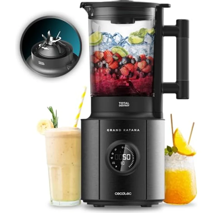 Cecotec Standmixer Grand Katana 2700MAX Total Destroy Screen B, 2700W Leistung, 8-Klingen-Messer mit schwarzer Titanbeschichtung, 1,8L Glasgießer – Bild 1