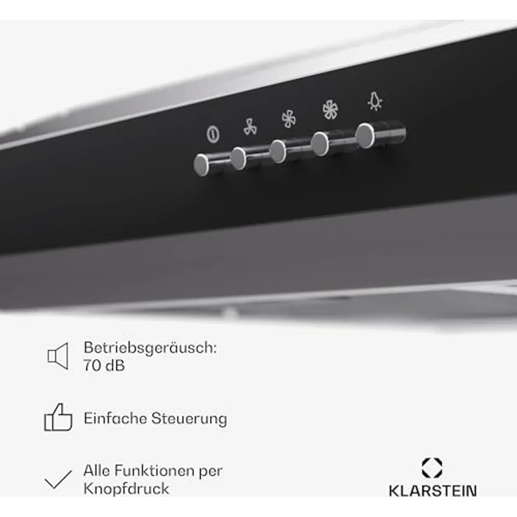 Klarstein Dunstabzugshaube 60cm, Abluft-Dunstabzugshaube mit Spülmaschinenfestem Filter aus Aluminium, Leise Abzugshaube Abluft, 200m³/h Luftstrom, Effiziente Wandhauben mit LEDs & Touch Controls – Bild 5