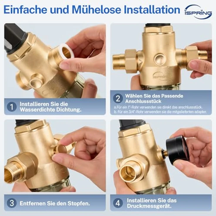 ISpring Rückspülfilter mit Druckminderer, 50 Mikron für effektive Wasserfiltration – Bild 4